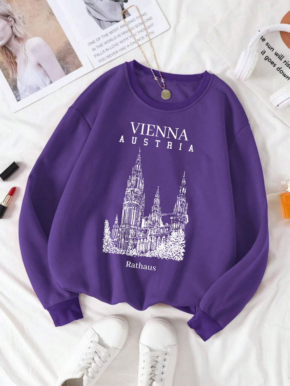 Winter Clothing Vienna - Vienna áustria rathaus impressão moletom feminino