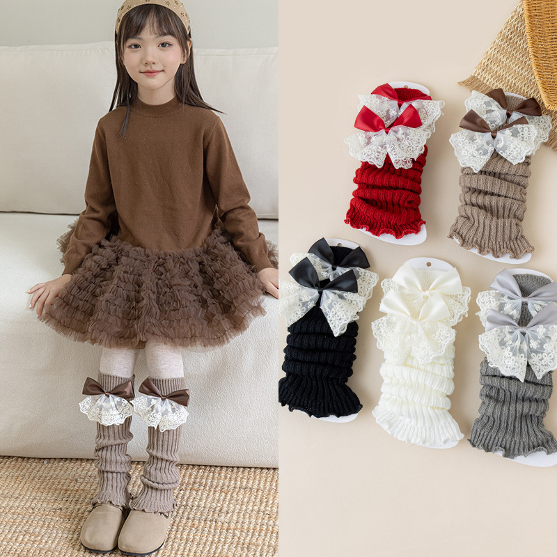 Winter Clothing Leg Warmers - Meias de Lã Brancas para Meninas,