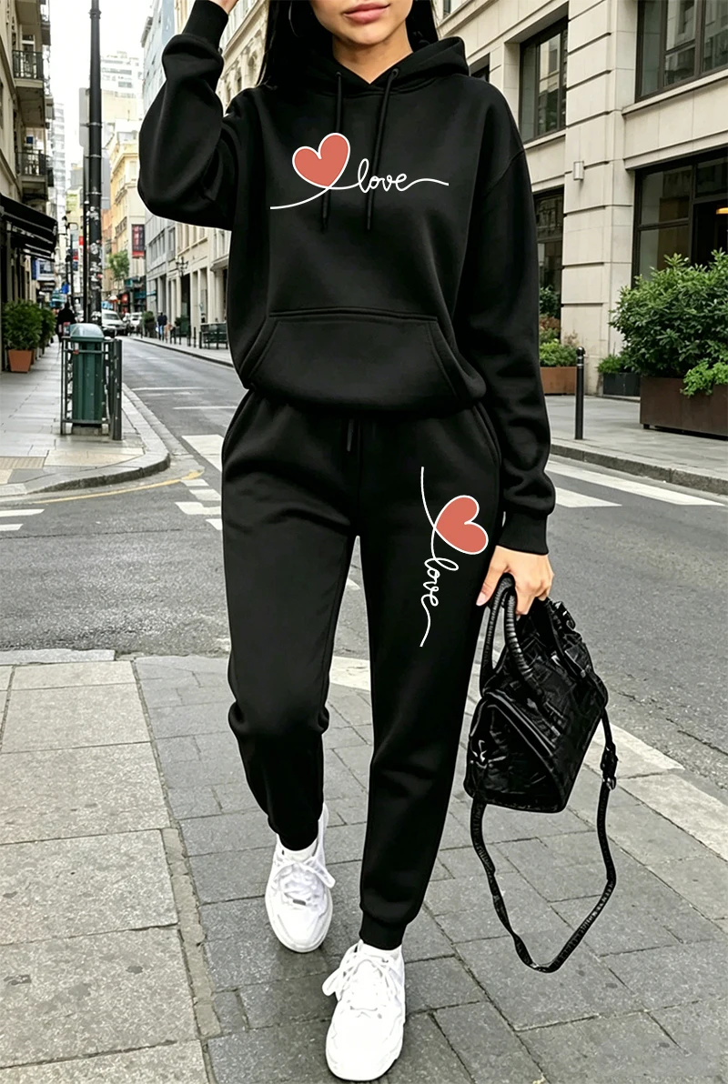 Winter Clothing Women'S - Conjunto de Moletom Feminino Estampado Casual