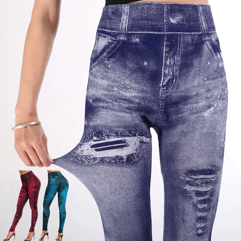 Mulheres imitação de jeans est - Winter Clothing On Sale avaliação e preço